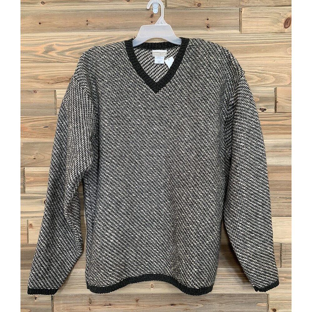 VINTAGE COLDWATER CREEK V Neck Wool Blend Sweater Made in USA Men's Size TXL